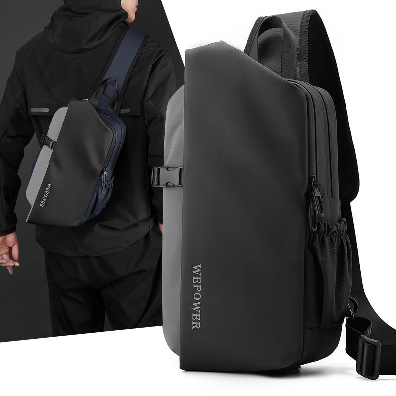 WEPOWER's new men's shoulder bag, a Korean-style large-capacity cool chest bag with safety reflective strips and a commuting crossbody bag full figure