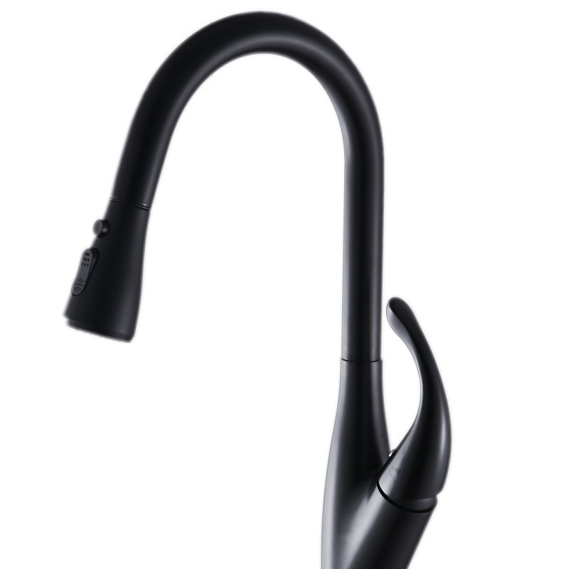 Cross-border kitchen faucet, hot and cold pull-out faucet, sink, black sink faucet with brushed finish Specification drawing