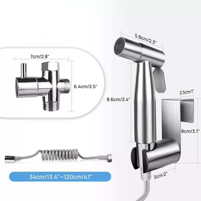 Household spray gun toilet companion, water booster, feminine wash, no-press high-pressure stainless steel toilet seat set faucet Application Scenario