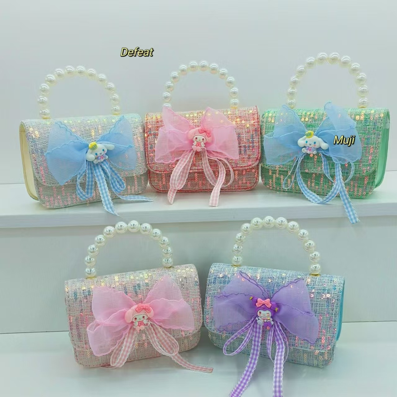 Pearl hand-held princess bag, crossbody accessory bag, Melody Kuromi children's Little girl Lucky money bag, small square bag full figure