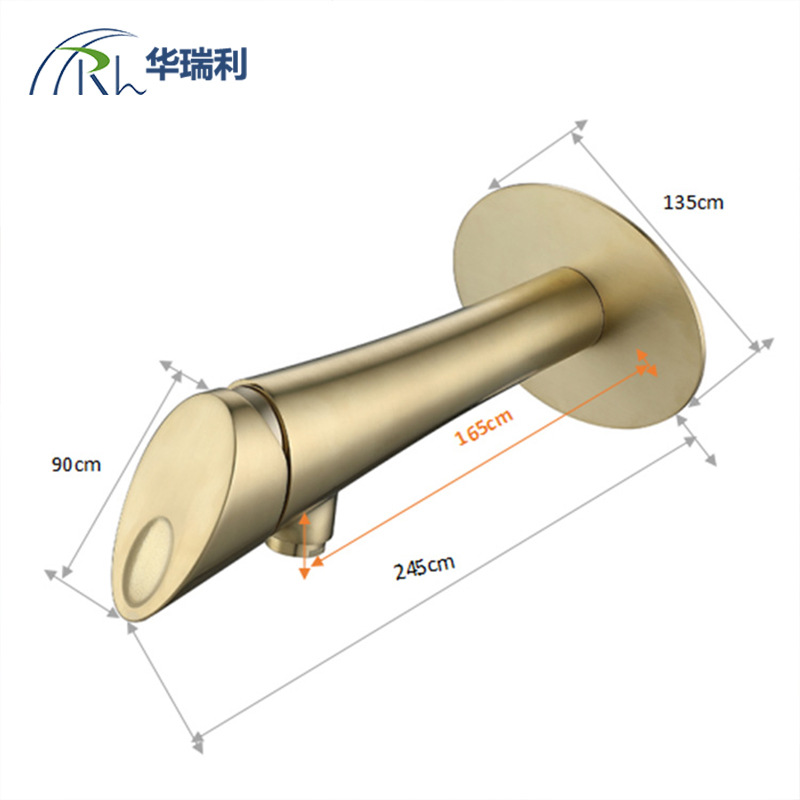 Huarui Li all-copper concealed washbasin faucet, brushed gold and black, bathroom wall-mounted faucet, pre-embedded cold and hot faucet details Picture