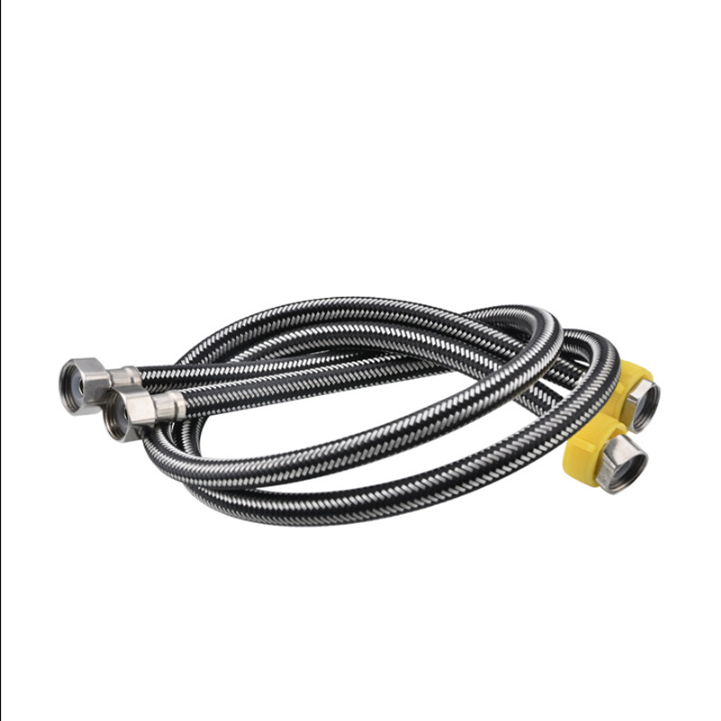 304 stainless steel braided pipe, 4-point cold and hot water faucet inlet hose, metal manufacturer, toilet water heater, high pressure resistant Item Picture
