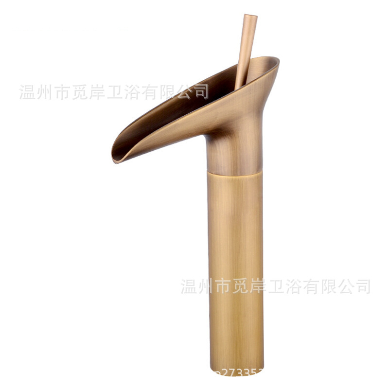 Antique-style wine glasses, all-copper washbasin, faucet, marble washbasin, bathroom countertop basin, hot and cold waterfall Item Picture