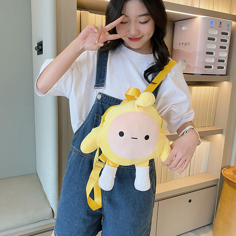 Spring large-capacity canvas bag, egg boy party, cartoon girl, cute and fresh handbag, versatile shoulder bag wholesale Specification drawing