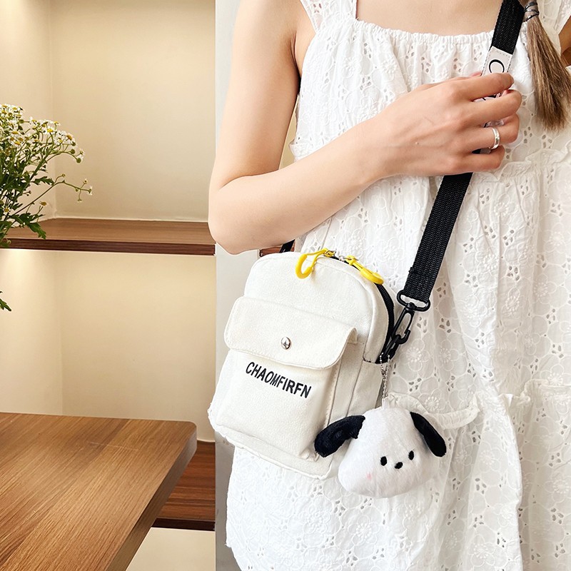 ins canvas small bag for women 2024 New Korean style versatile crossbody bag, fashionable and simple student shoulder bag wholesale Specification drawing