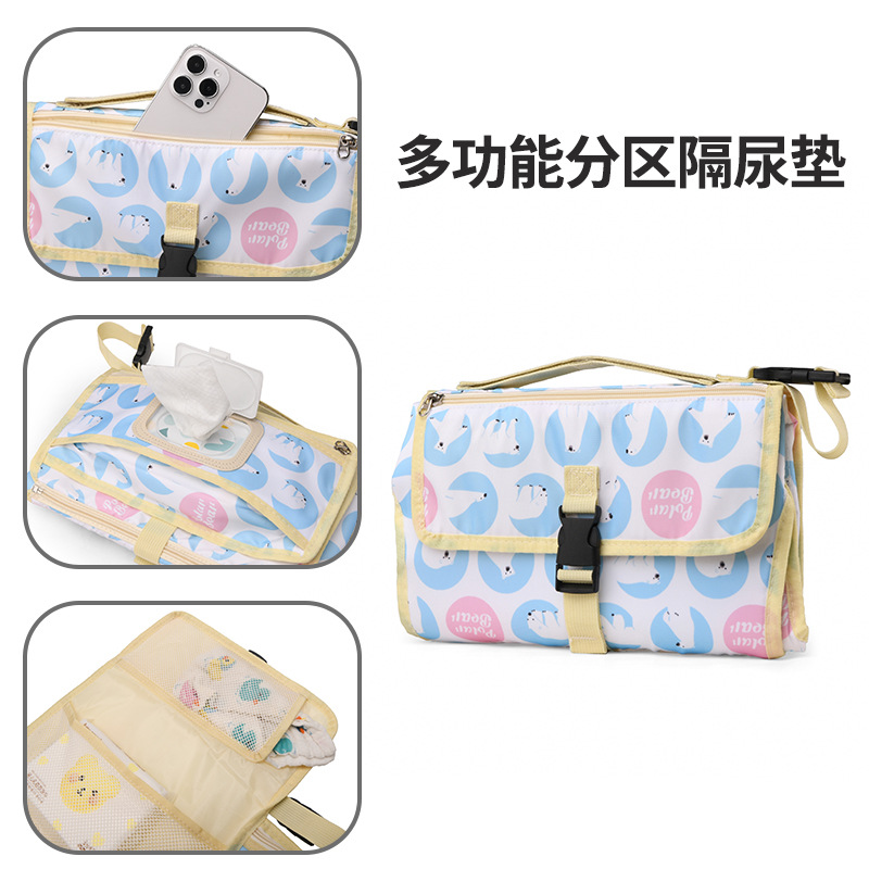 The Cross-border Mommy Bag Print Series multi-functional baby diaper pad can store portable diapers and change diaper bags details Picture