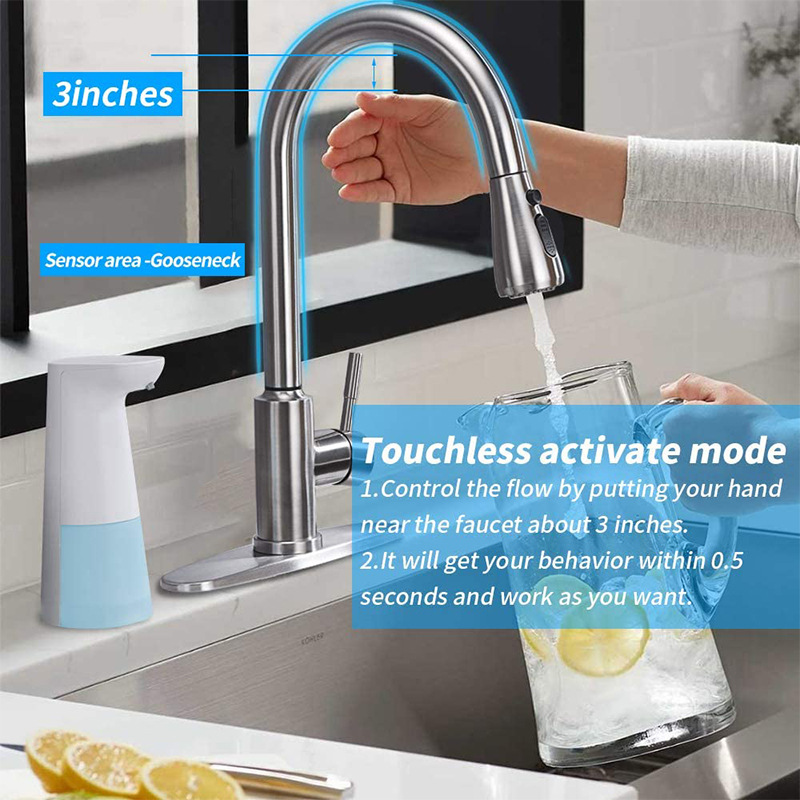 Smart touch 304 stainless steel kitchen hot and cold water faucet induction stretch anti-splash faucet dishwasher details Picture