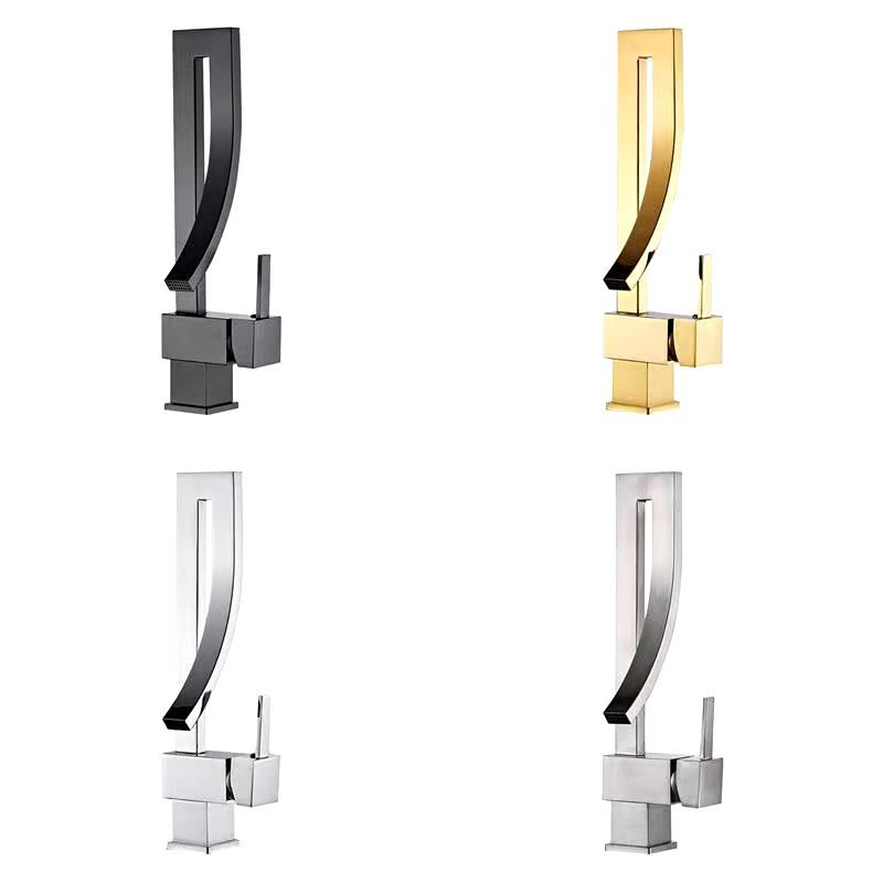 Factory direct sales of cross-border all-copper washbasin faucets, European and American styles, black antique baked paint, square rotating faucets Item Picture