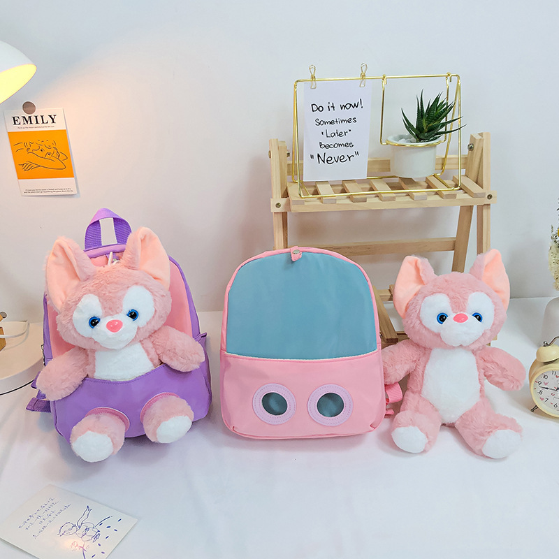 New cartoon children's backpack, kindergarten backpack, pink fox plush toy schoolbag, plush toy bag Application Scenario