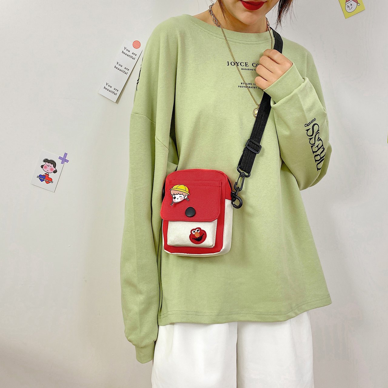 New and cute canvas bag for girls, Korean version and Japanese style nylon ins crossbody bag for girls, small student bag details Picture