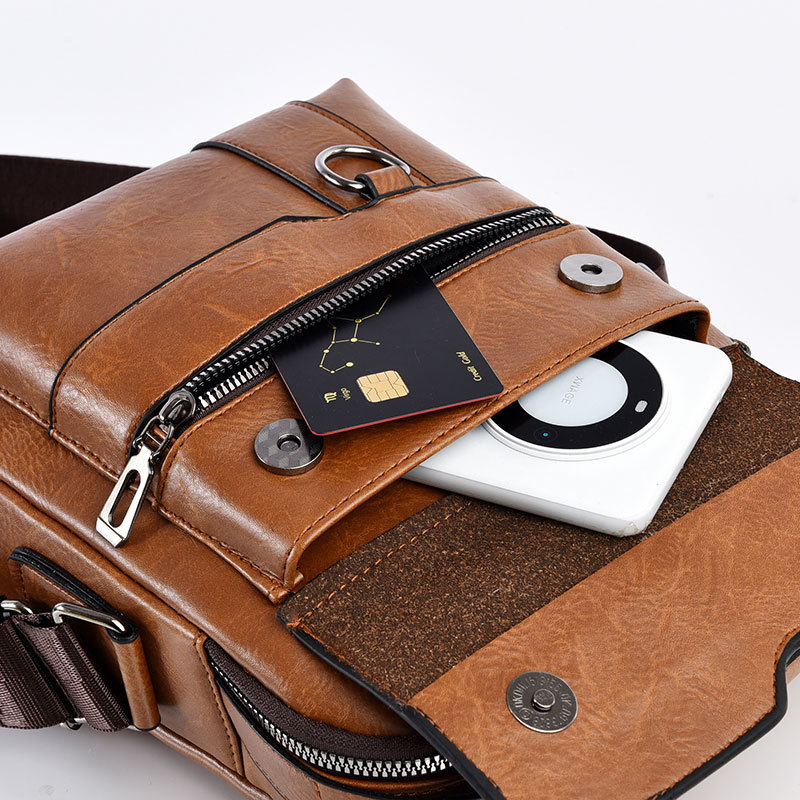 Men's single-shoulder bag with a high-end feel, large-capacity men's bag, business briefcase, men's casual shoulder bag, hand-held crossbody bag Specification drawing