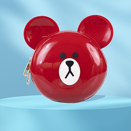 Little bear head PVC cute jelly bag, fashionable and versatile dinner bag, dirt-resistant and easy-to-wash, macaron-colored cartoon bag details Picture