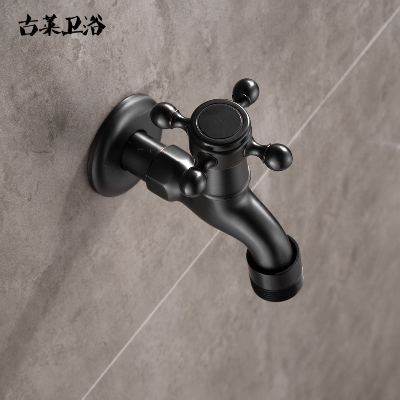 Black extended 4/6 inch washing machine special faucet, mop sink, European-style all-copper quick-opening single cold water nozzle Application Scenario