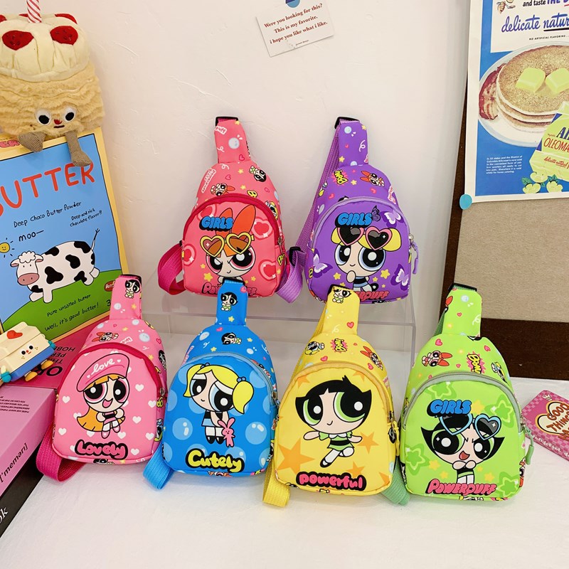 New cute children's chest bag, cartoon Flying girl police officer children's coin purse, cartoon boys' and girls' single-shoulder crossbody bag full figure