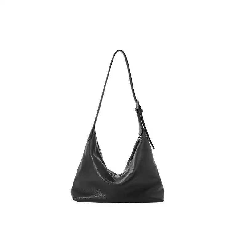 Leather top layer vegetable-tanned cowhide hobo single-shoulder underarm bag for women 2025 new style, a niche and high-end crossbody dumpling bag Item Picture