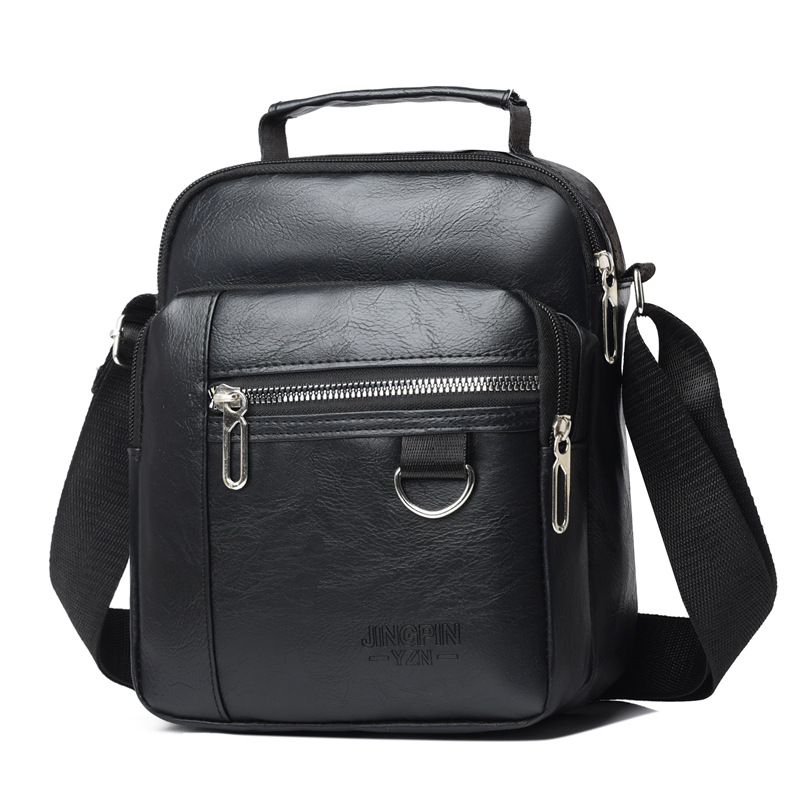 New men's cross-border simple, casual and durable single-shoulder bag with large capacity and multiple pockets, waterproof PU crossbody bag for export Item Picture