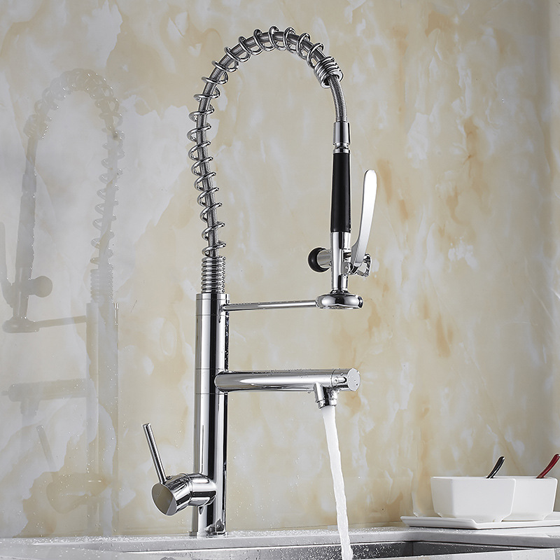 Haimingsi Spring high-end kitchen faucet, pull-out sink, vegetable washing faucet, dual water outlet for cold and hot water, 9125 details Picture