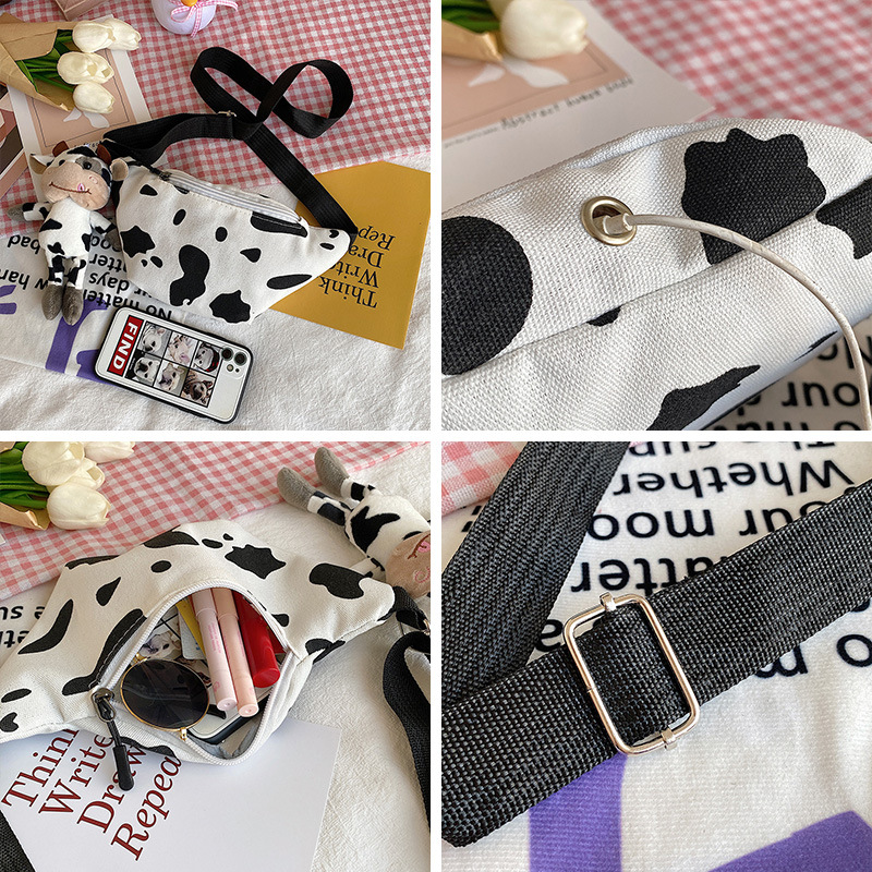 The 202 new trendy Korean Instagram cow crossbody waist bag is cute for girls and students. It's a trendy waist bag Application Scenario