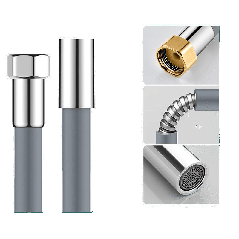 Universal split-proof, 4-point high-temperature resistant, suitable for bathrooms, kitchens and washing machines. Extended and lengthened faucet, standardized for household use Item Picture
