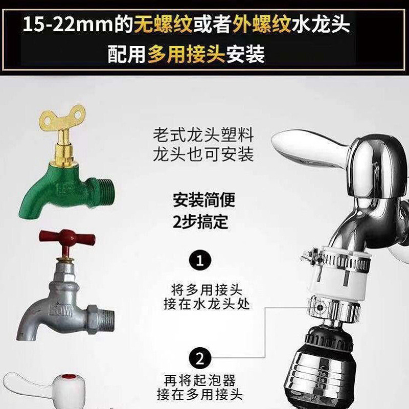 Universal connector for small faucets 15-22MM, multi-functional adapter interface for water purifiers, shower heads and water guns, quick connection details Picture