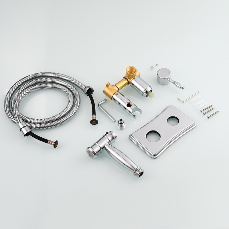 Copper antique wall-mounted cold and hot gynecological washbasin nozzle set, pressurized flushing nozzle, bathroom toilet cleaning spray gun Application Scenario