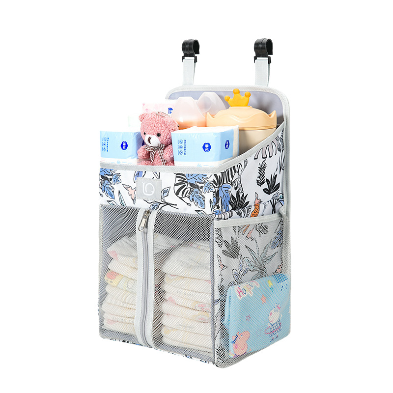Baby bedside storage bag, multi-functional baby products storage hanging bag, large-capacity multi-compartment bed front storage hanging bag Item Picture