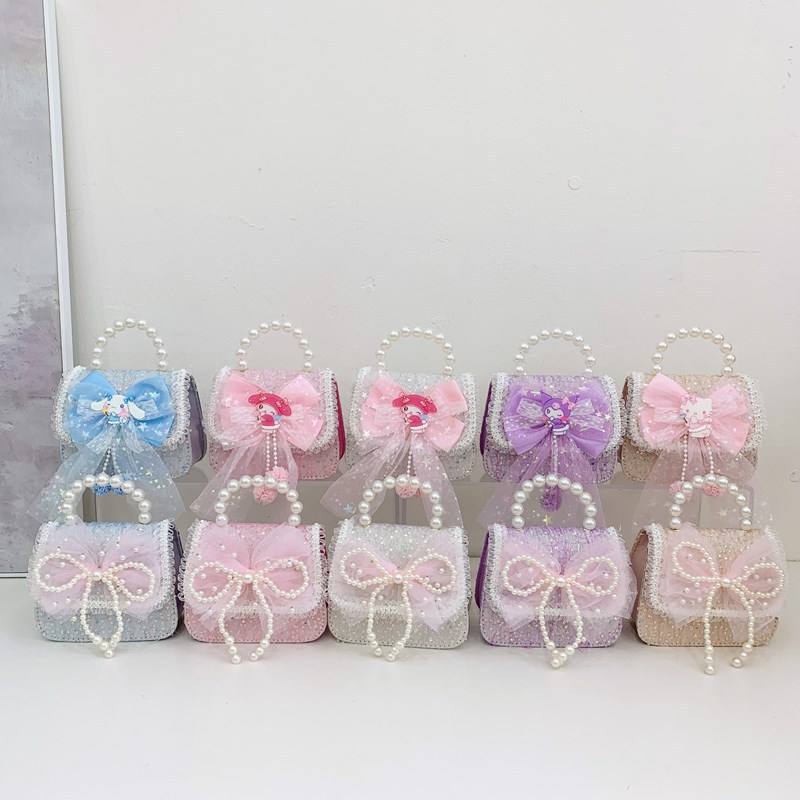 Children's accessory bags, summer fashion crossbody bags, girls' pearl hand-held princess bags, chanel-style coin purges full figure