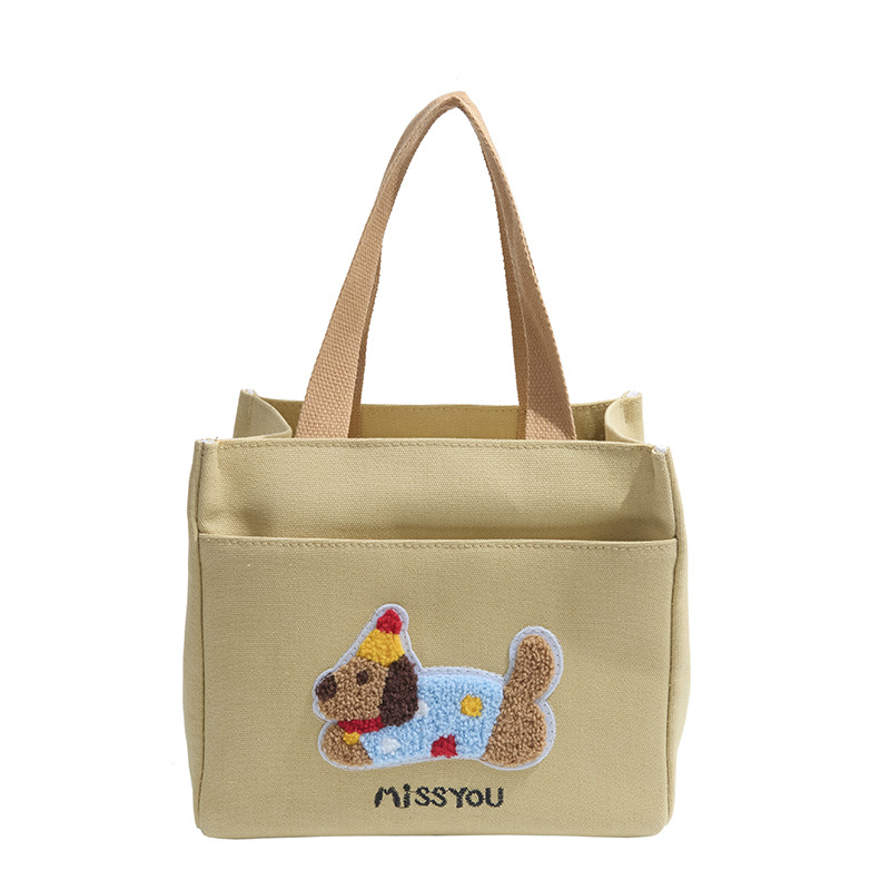 New canvas high-appearancy-level handbag, canvas bag, women's commuter, office worker, student lunch box, mom's work lunch box Item Picture