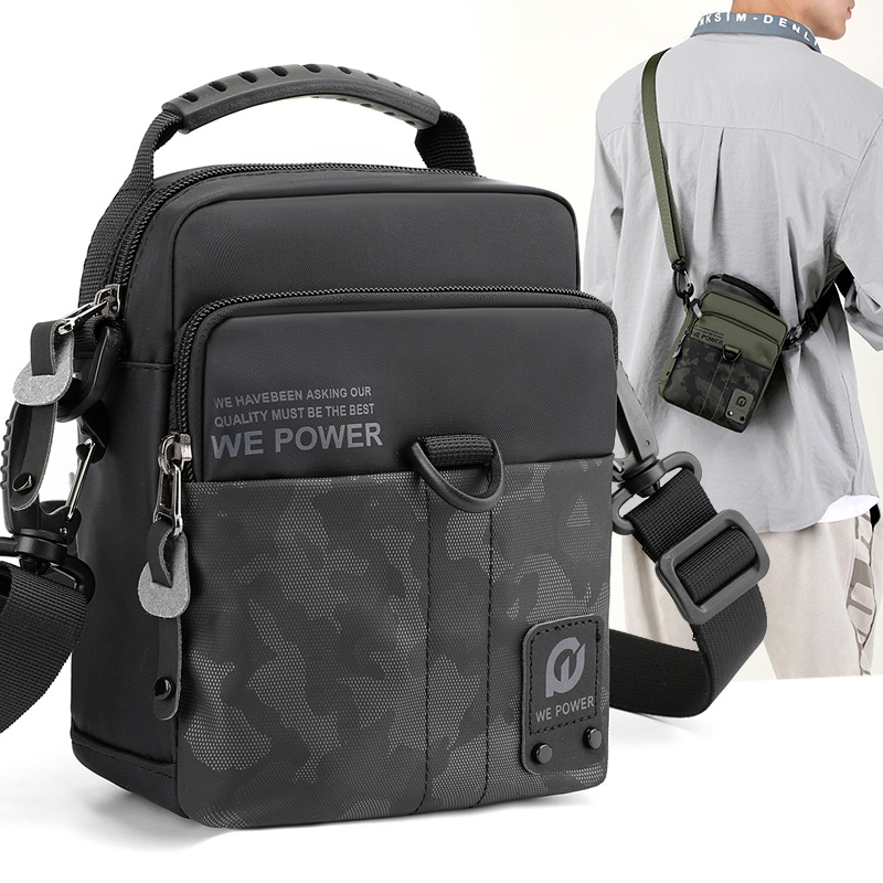WEPOWER Men's lightweight sports single-shoulder crossbody bag, multi-functional belt hanging bag, vertical small bag, casual men's bag full figure