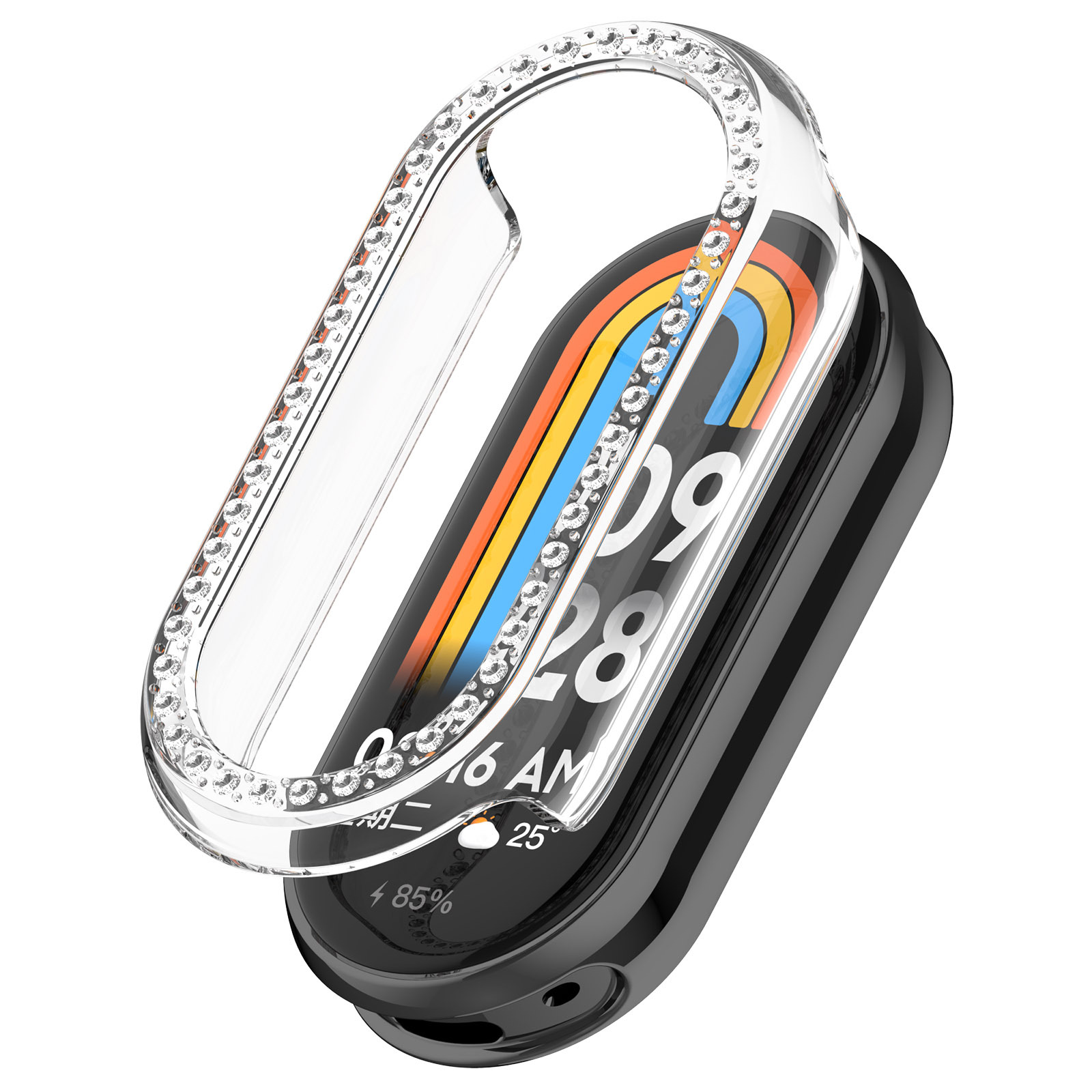 Xinyuan Shuntong is suitable for the Xiaomi Band 10 diamond-encrusted protective case 9 NFC hollowed-out Xiaomi 10 single-row diamond-encrusted watch case Specification drawing