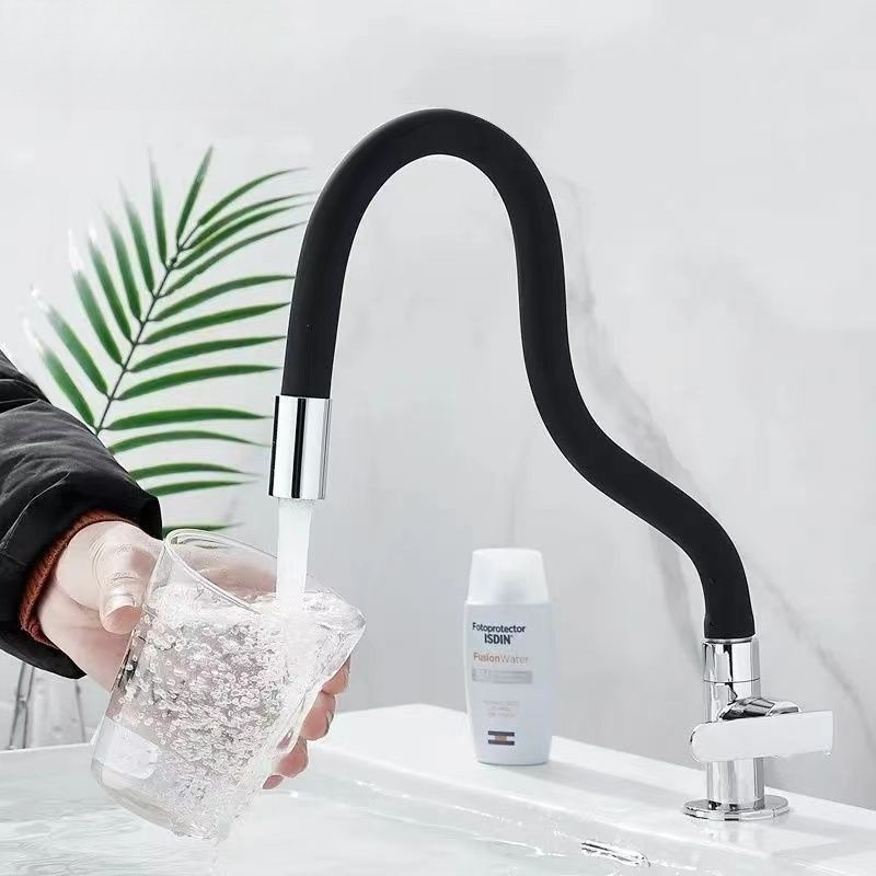 Universal rotating curved washbasin faucet, single-cooling kitchen water, wall-type vegetable washing faucet, balcony mop, household Specification drawing