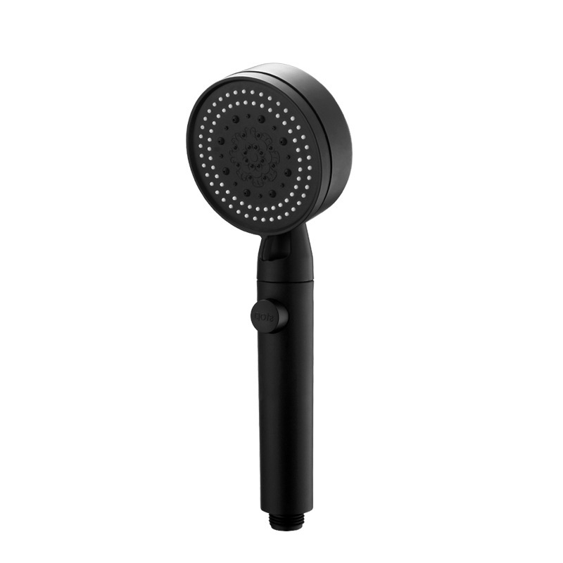Black Knight five-speed multi-functional pressurized showerhead matte black large handheld showerhead shower set Item Picture