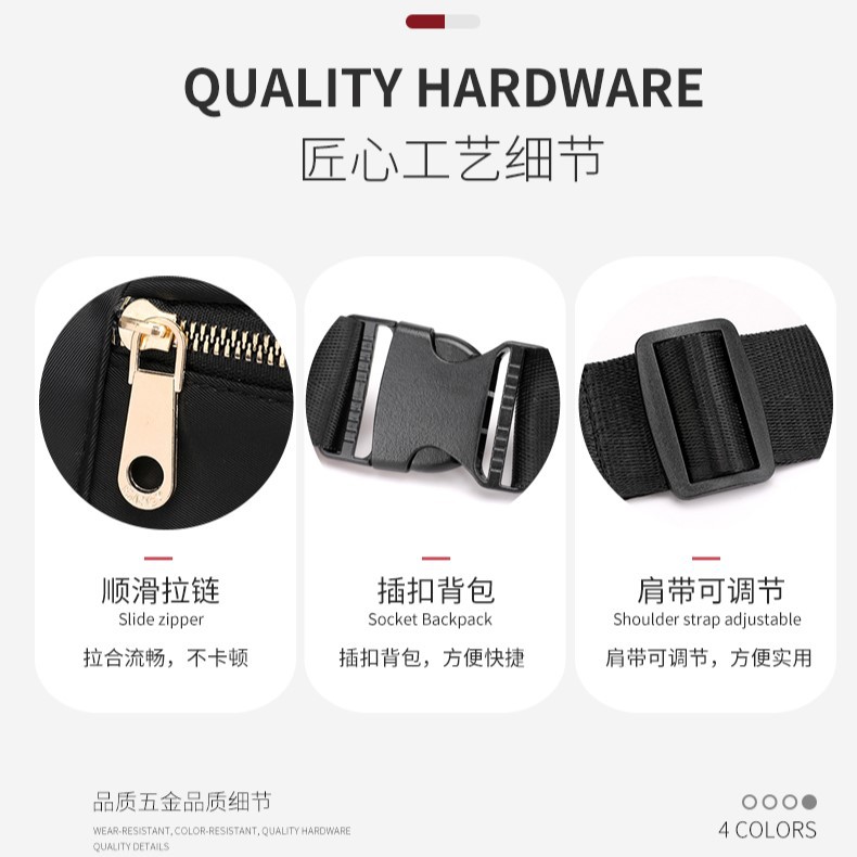 Wholesale of all-purpose solid-color nylon crossbody bags for women, single-shoulder outdoor simple running bags, and casual multi-functional waist bags details Picture