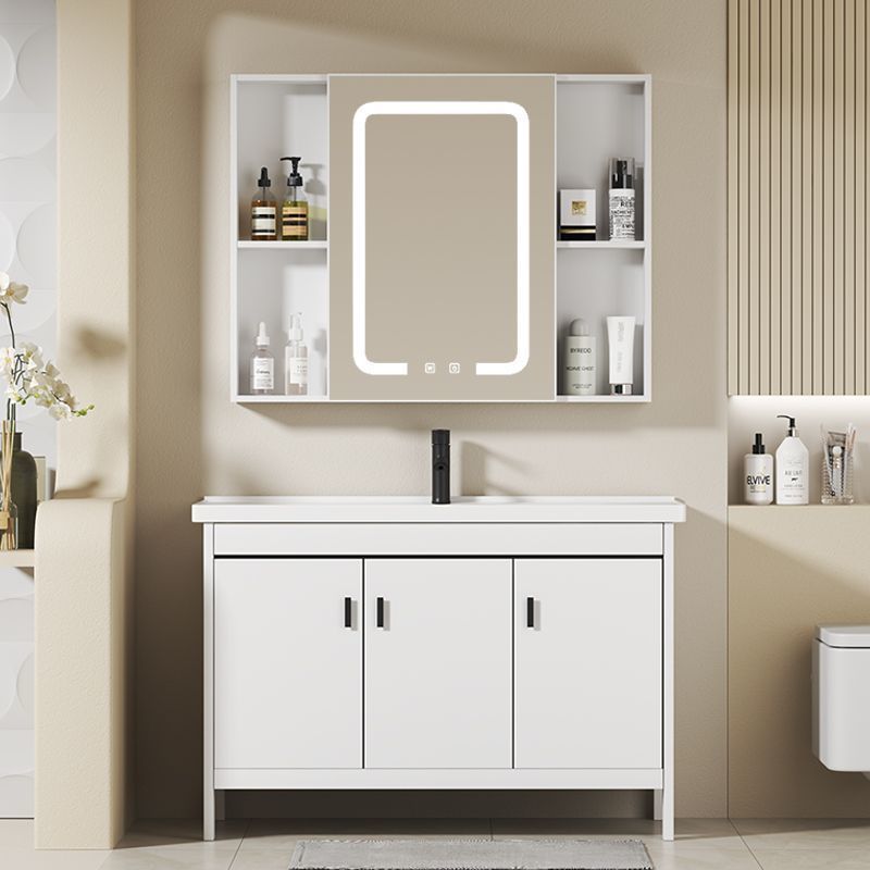 Kacomos floor-standing space aluminum bathroom cabinet and washbasin cabinet combination bathroom integrated ceramic washbasin cabinet details Picture