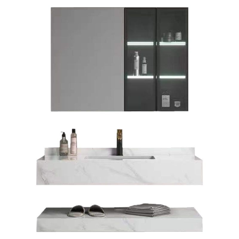 Customized bathroom cabinets for hotel engineering, double-layer rock plate washbasins, ceramic under-sink basins, seamless basins, and intelligent mirror cabinets Item Picture