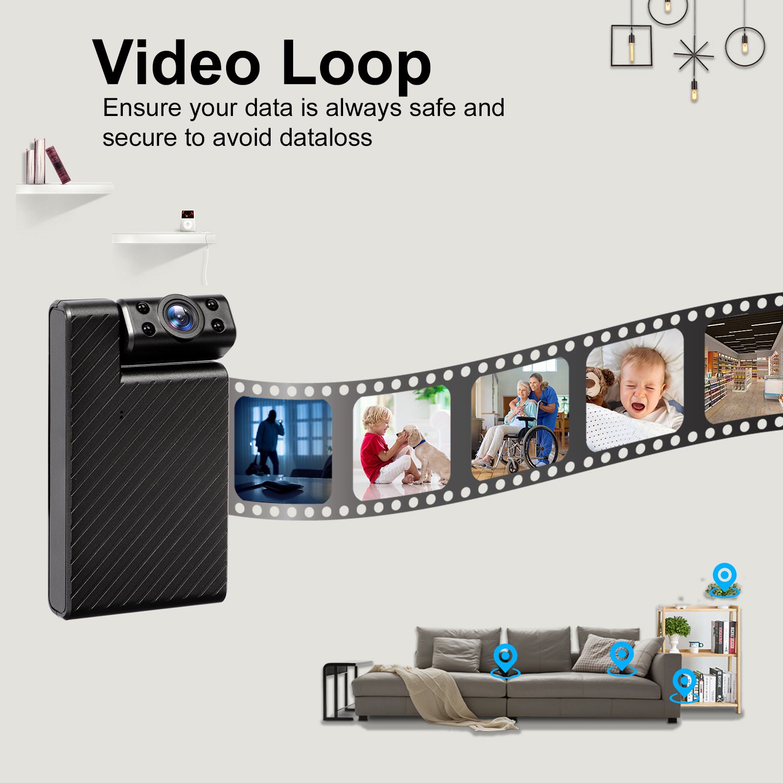New cross-border wireless WIFI smart security high-definition surveillance camera with rotatable lens night vision recorder Application Scenario