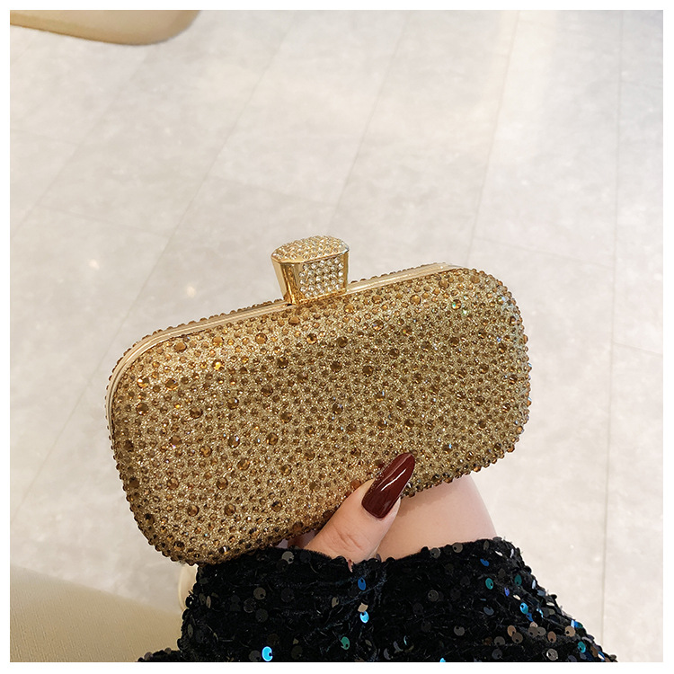 New cross-border fashionable ladies' clutch bag, evening dress bag with dazzling and luxurious rhinestone decoration, elegant and stylish dinner bag details Picture