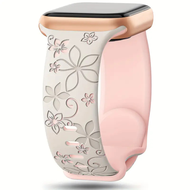 Suitable for Apple iWatch dual-color silicone watch strap, Bauhinia flower AppleWatch1-10 flower AppleWatch strap Item Picture