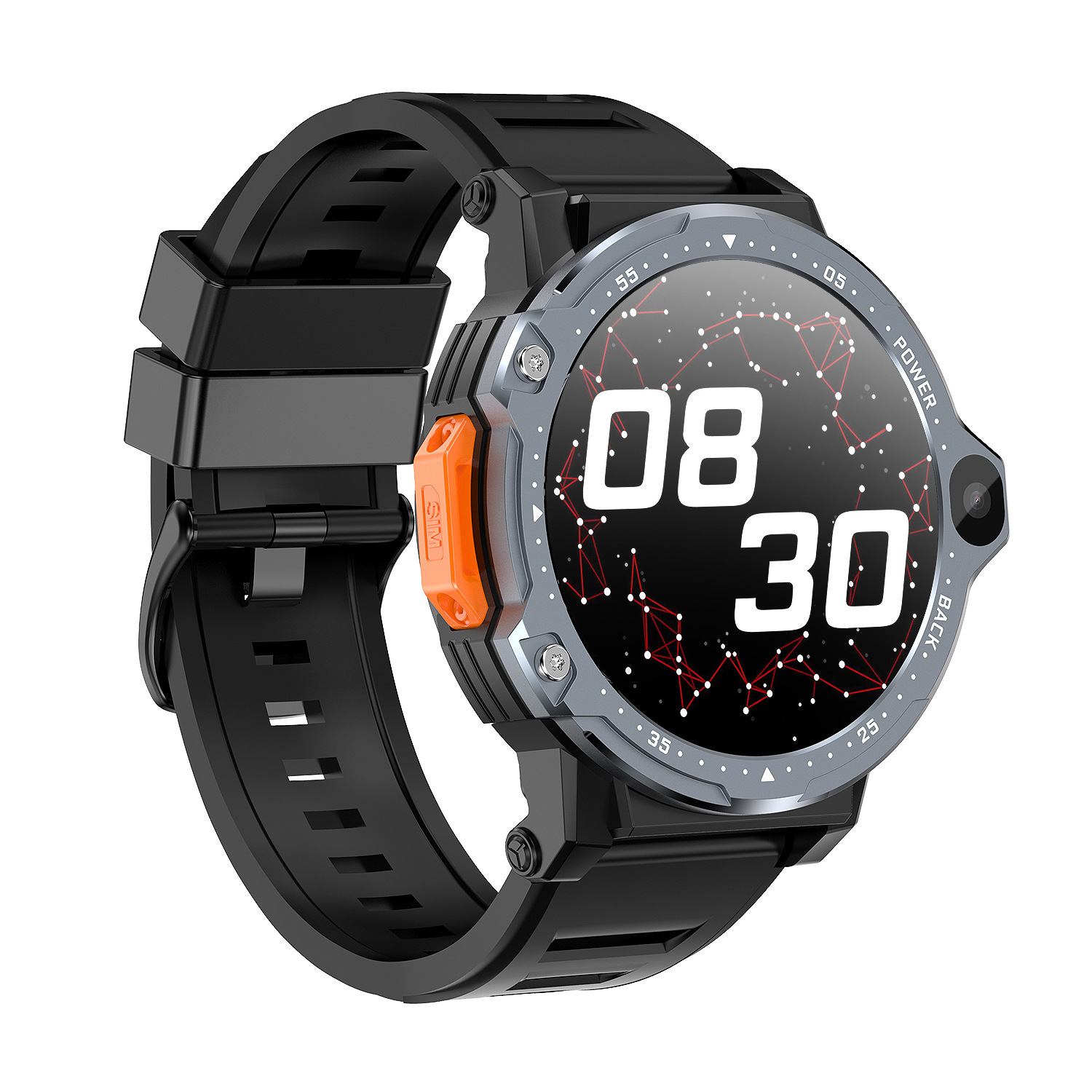 The cross-border PG999 smartwatch features dual cameras, a 1.54-inch large screen, 4G Android, large memory, heart rate, and multiple sports modes Specification drawing