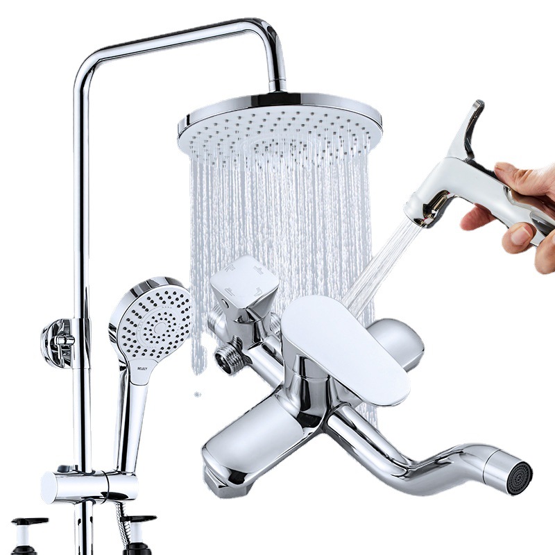 Shower head set, household all-copper faucet, bathroom constant temperature shower head, bathroom pressurized rain shower and sun shower head Item Picture