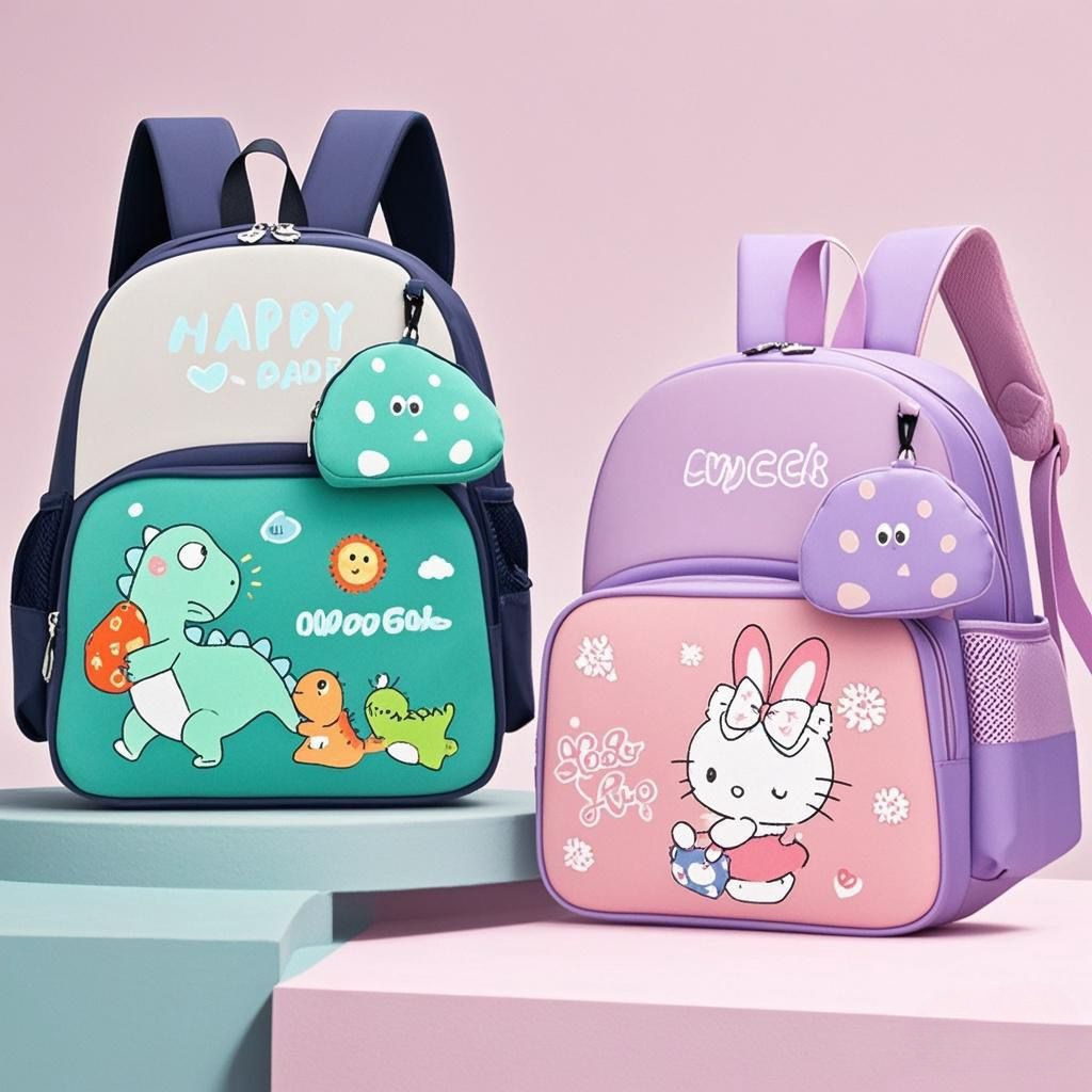 Kindergarten schoolbags, boys' backpacks, cute bags for girls aged 4-7, and cartoon bags for primary school children full figure
