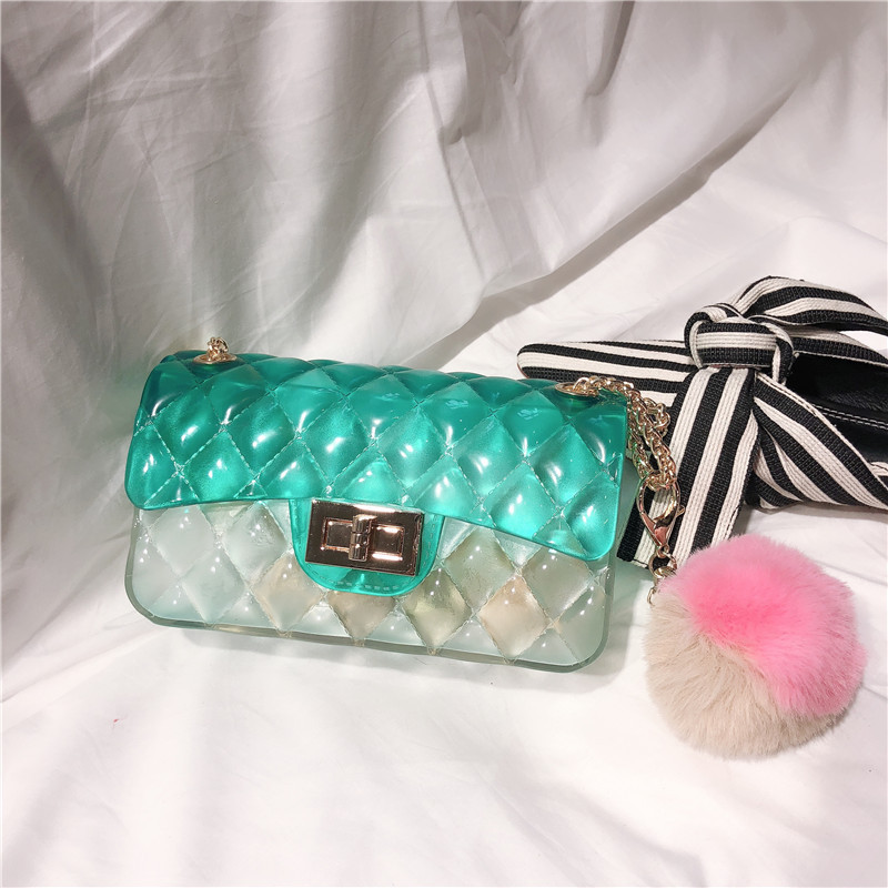 2025 Summer New gradient color jelly bag, ins diamond chain small square bag, single-shoulder crossbody women's bag Item Picture