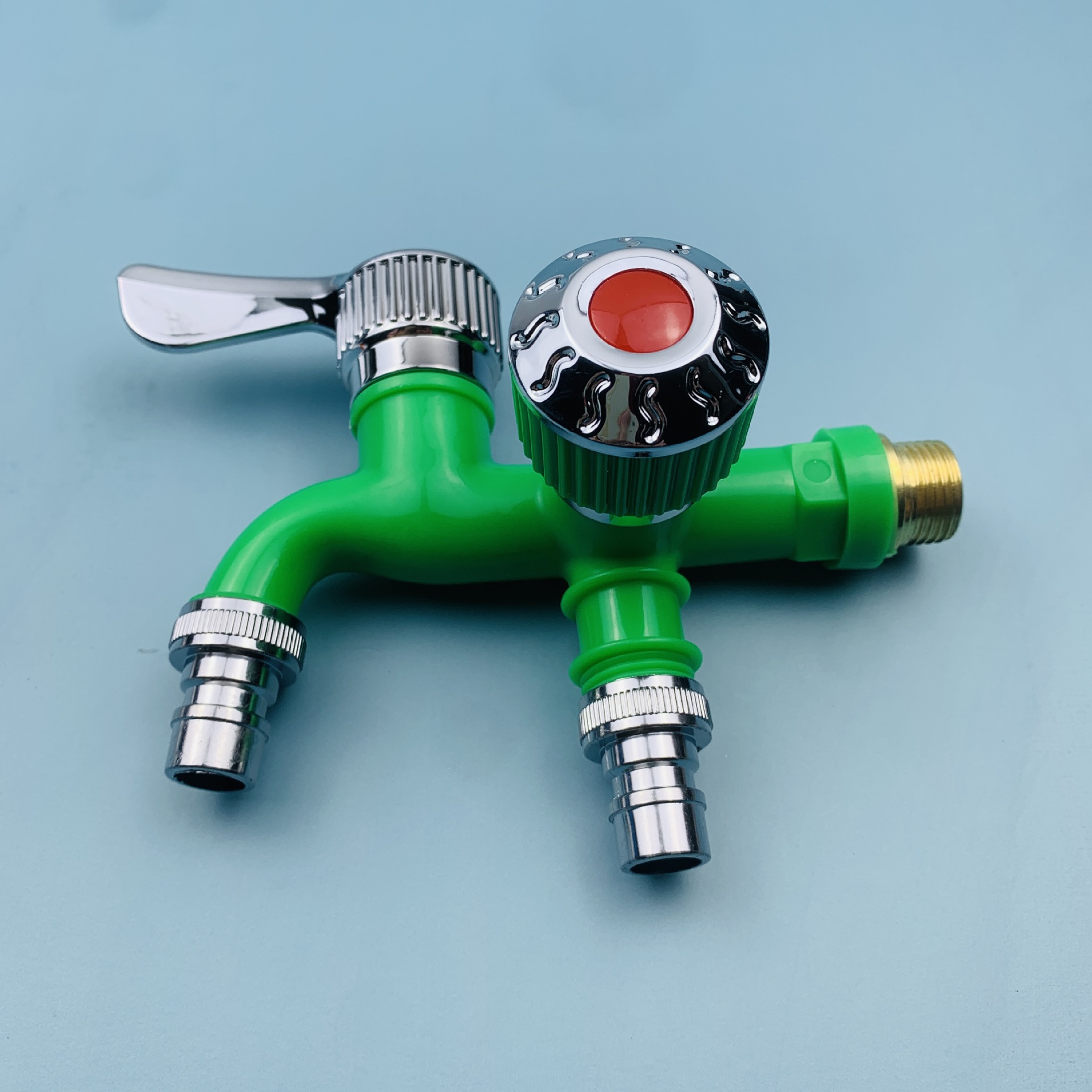 Double-head quick-opening multi-functional washing machine faucet, one-in, two-out, three-way mop sink, single-cooling washing machine faucet Specification drawing