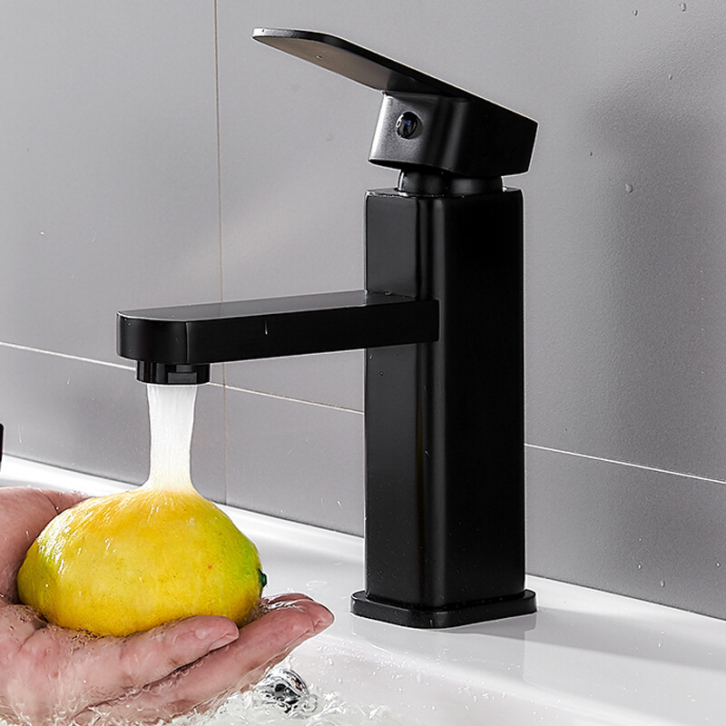 Cross-border wholesale countertop basin faucet, hot and cold square washbasin, household single-hole bathroom washbasin faucet manufacturer Specification drawing
