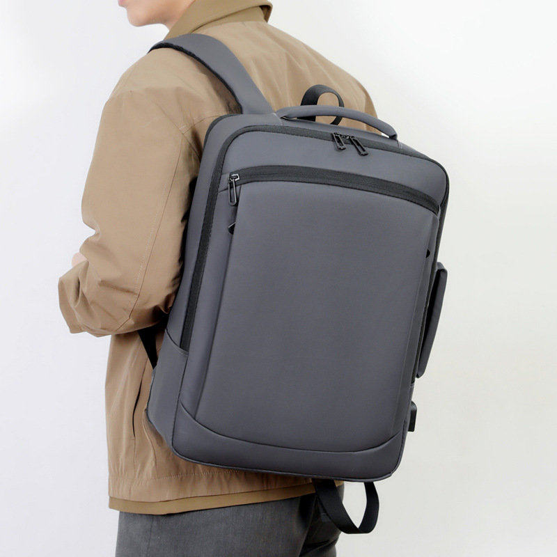 Men's backpack for business, leisure and commuting, multi-functional large-capacity computer backpack with USB leather film Specification drawing
