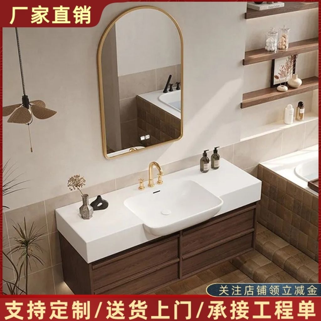 Qimei Stone integrated basin, bathroom cabinet, washbasin, countertop, integrated washbasin cabinet combination, bathroom and sanitary ware full figure
