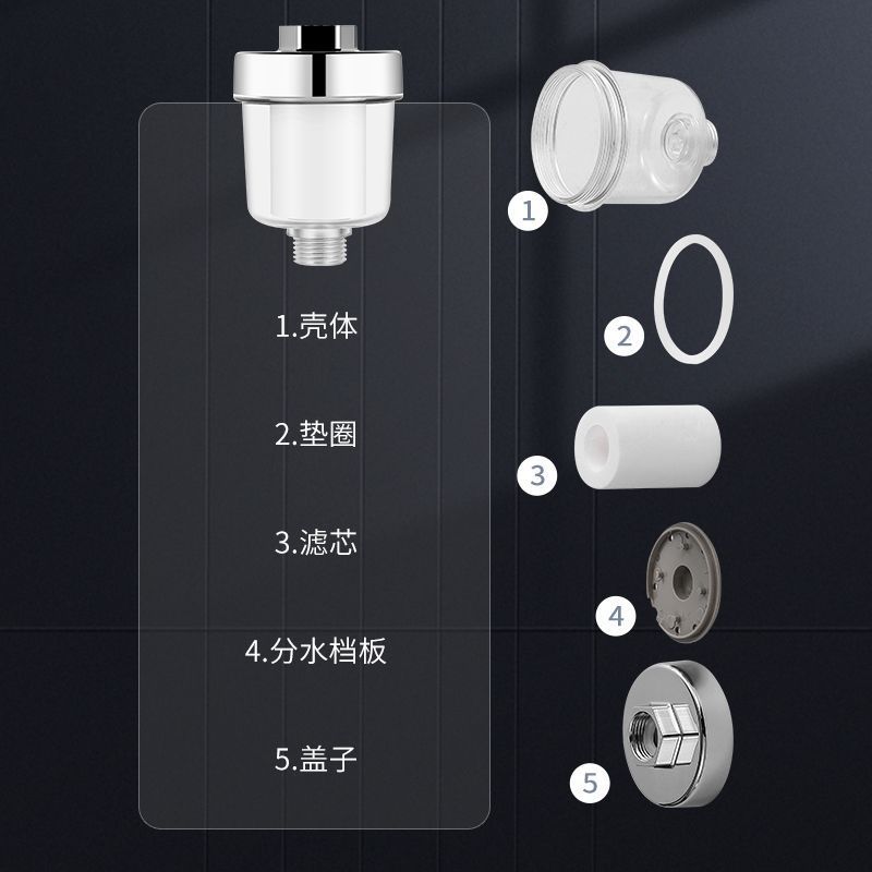 Shower head filter, household shower room water purifier, 5-micron pp cotton filter core, universal for bath filtration and water purification Specification drawing