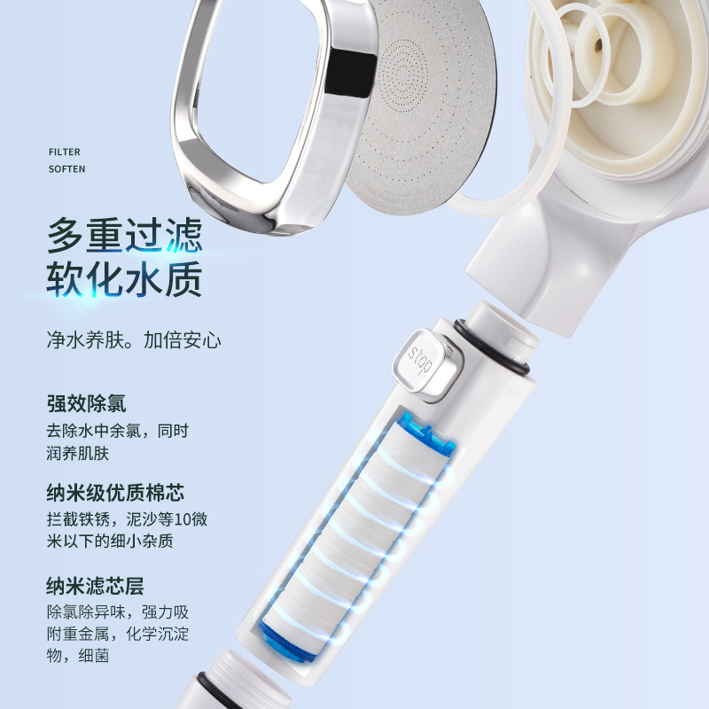 Pressure-increasing shower head set, negative ion rain shower head, anti-clogging handheld black four or five-speed shower head wholesale Application Scenario
