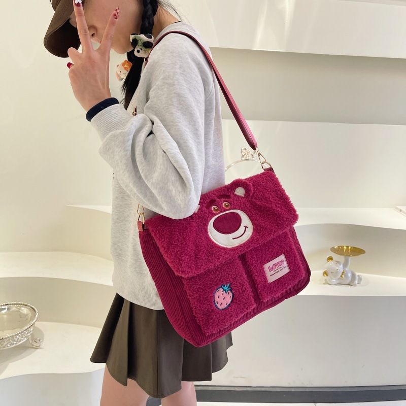 A versatile handbag for cross-border trade, a commuting, class and tutorial bag, a plush single-shoulder crossbody bag, and a large-capacity backpack Specification drawing
