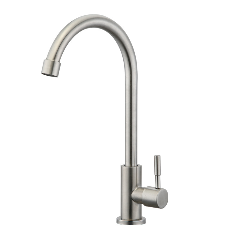 The factory supplies 304 stainless steel single-cooling kitchen faucets and vertical rotating sink faucets Item Picture